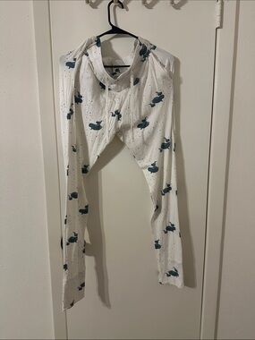 kate quinn White Pajama Pants with Teal Whale Print